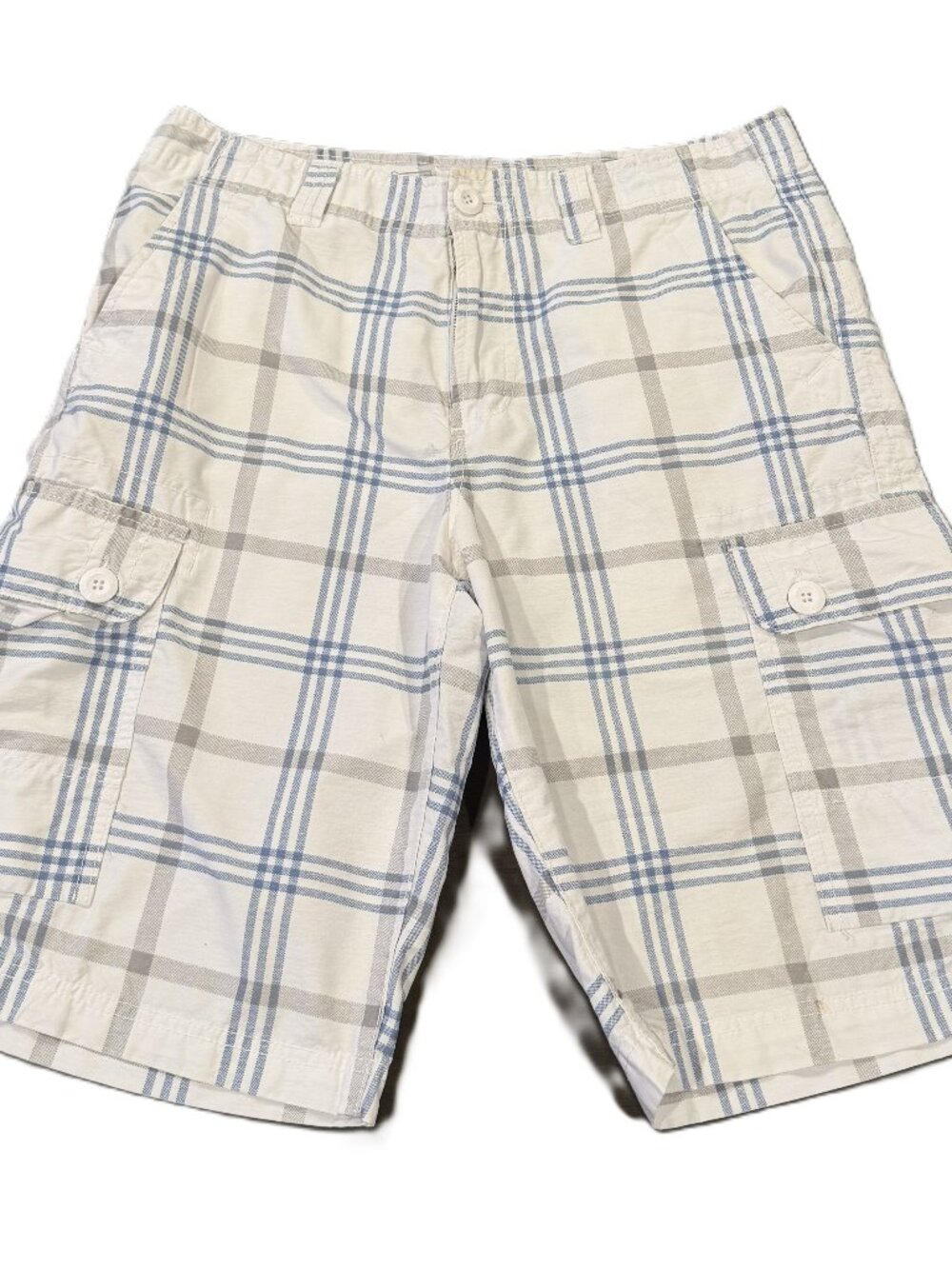 Urban Pipeline Men’s Blue Gray Plaid Cargo Shorts Classic Length Size 32 AS IS